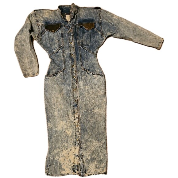 Reboundi Vintage Women’s Dress Leather and Denim Made in USA, Size 3/4 - Picture 2 of 10